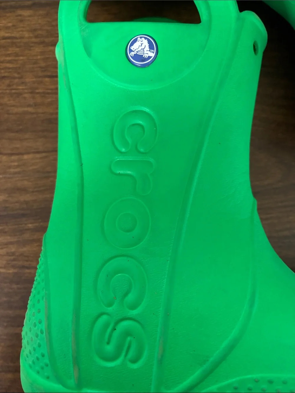 CROCS Kids Bright Green Rain Boots with Heel Loop Unisex